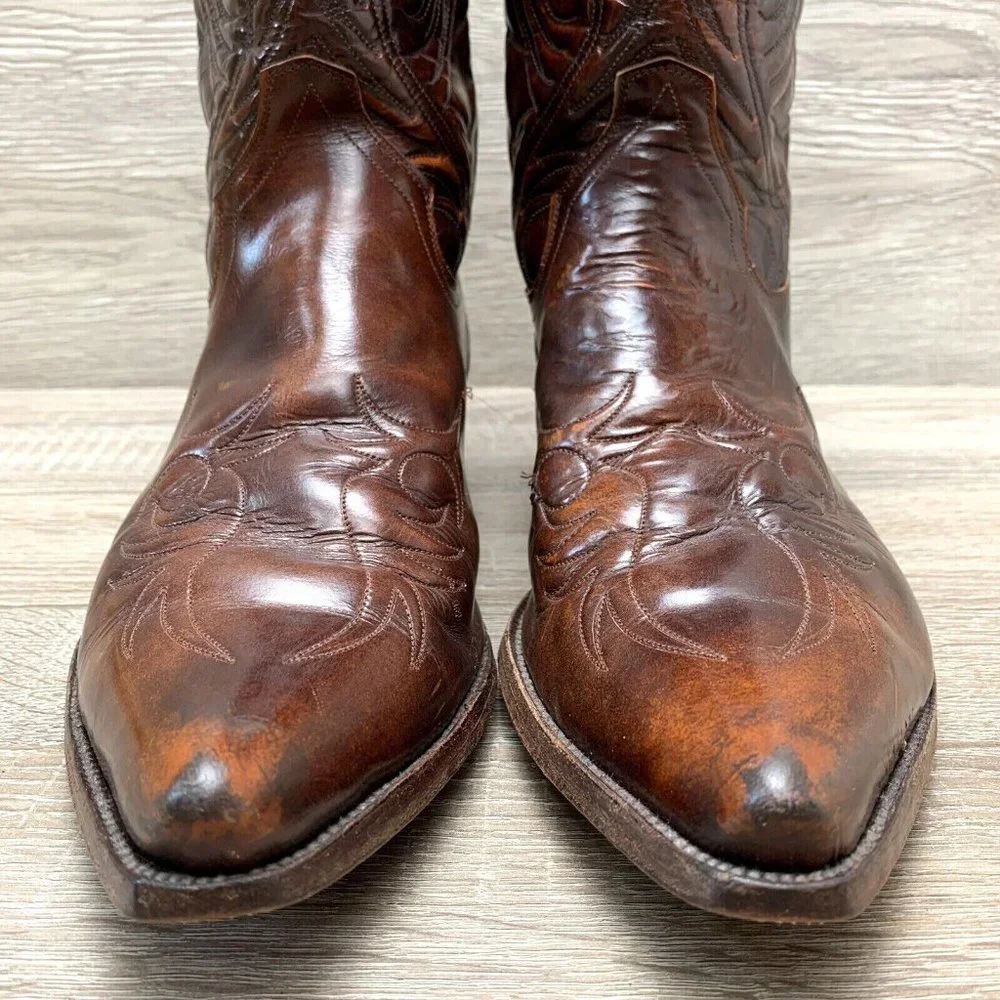 Vtg 1970s-80s TONY MORA Men Western Boots Tufted Brown Leather MADE SPAIN 12 D - Picture 5 of 12